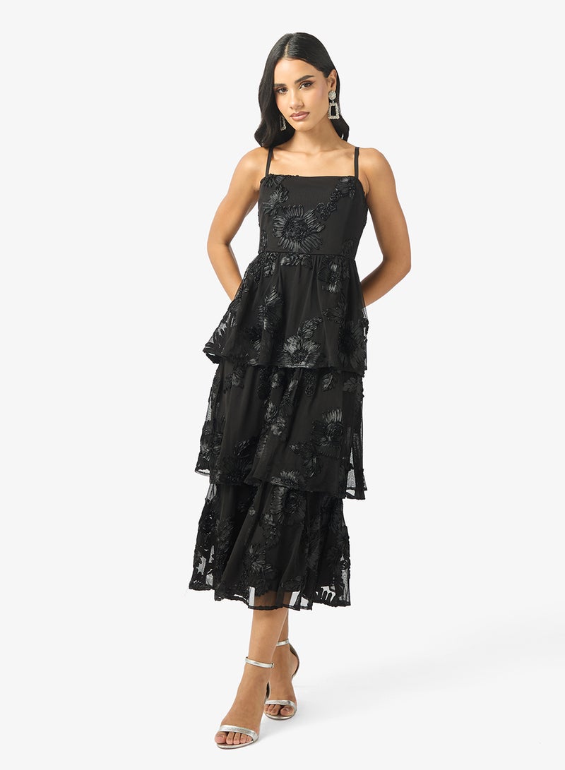 Maya Tiered Detail Strappy Midi Dress - Image 4