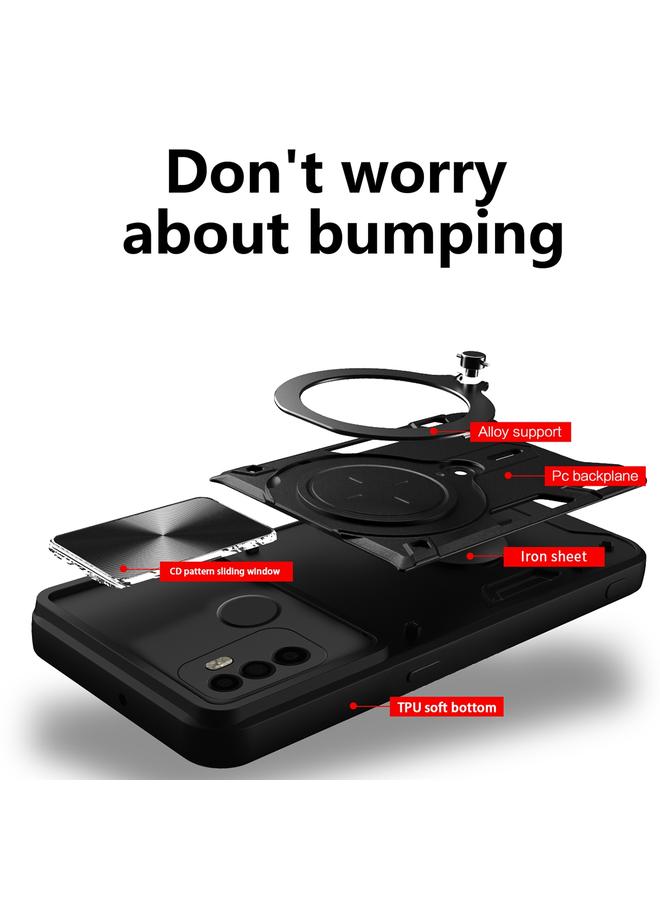 erorex Case For OPPO A53 4G CD Texture Sliding Camshield Magnetic Holder Phone Case - Image 3