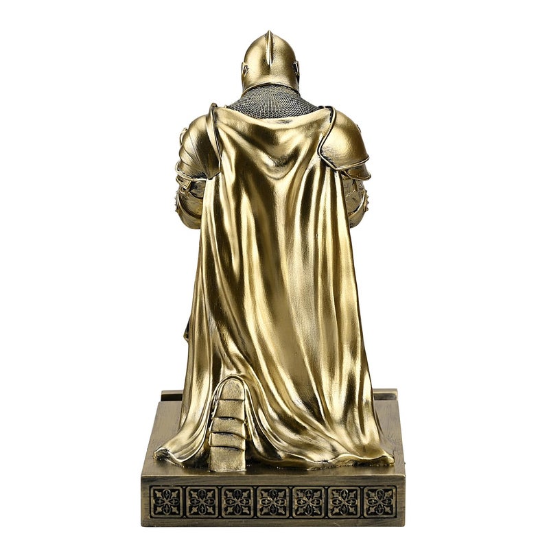 Amoysanli Medieval Armored Warrior Wearing Outerwear, Mobile Phone Stand Knight Pen Holder Desk Organizers, Resin Bookends Paperweight with a Letter Opener for Desk (Bronze) - Image 5