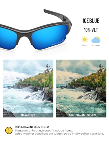BLAZERBUCK Anti-salt Polarized Replacement Lenses & Sock Kit for Oakley Flak Jacket XLJ OO9009 - Ice Blue - Image 3