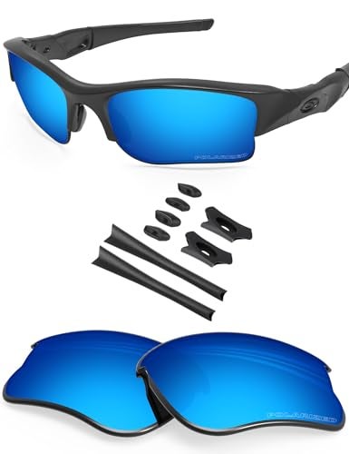 BLAZERBUCK Anti-salt Polarized Replacement Lenses & Sock Kit for Oakley Flak Jacket XLJ OO9009 - Ice Blue - Image 1