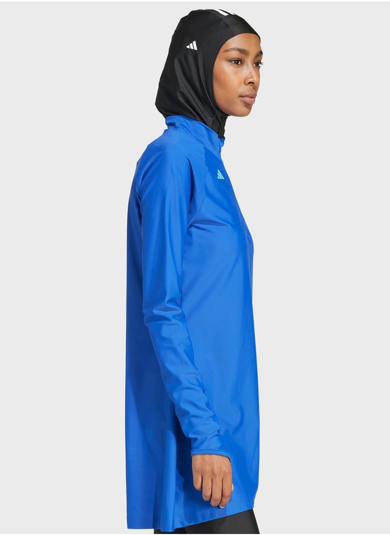 اديداس - بلوزة سباحة مزينة بثلاثة خطوط - Image 1