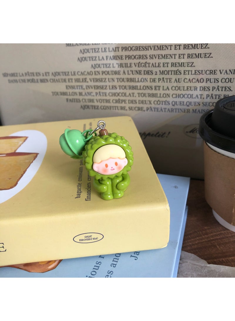Generic - 3D Fruit Bell Keychain Cute Students Accessory GiftThird generation three-dimensional fruit zaizai keychain [leg hugging durian] Third generation three-dimensional fruit zaizai keychain [leg hugging durian] - Image 1