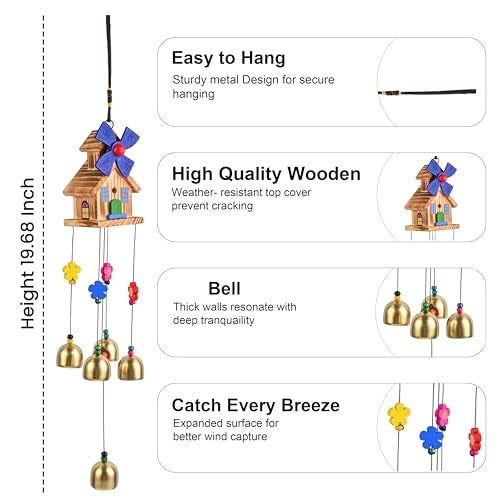 Hindcraft Wind Chimes for Home & Balcony Decor, Metal Hanging Outdoor Garden Terrace, Feng Shui Positive Energy Good Luck & Vastu, Decorative Musical Gift for Patio, Living Room & Office - Image 3