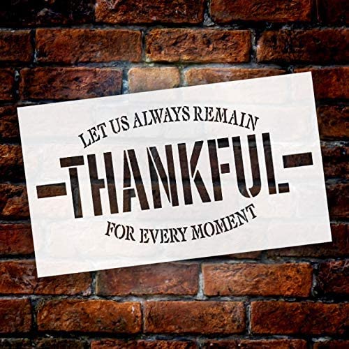 Ivana's Remain Thankful for Every Moment Stencil | Thanksgiving | for Painting Wood Signs | Word Art Reusable | Family Dining Room | Chalk Mixed Multi-Media | DIY Home - Size (16" x 9") - Image 2