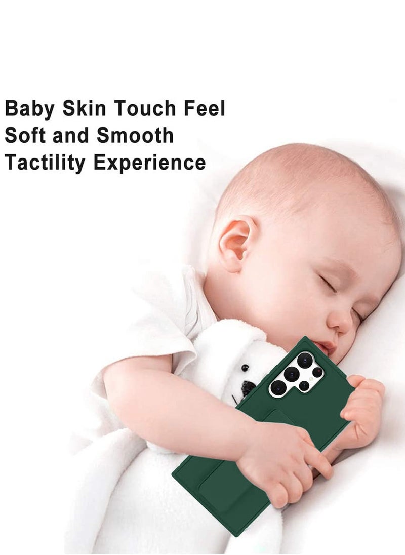 Wtech - Samsung Galaxy S25 Ultra 2025 Hand Grip Foldable Magnetic Kickstand Wrist Strap Finger Grip With Built-In Iron Case Cover - Dark Green - Image 1
