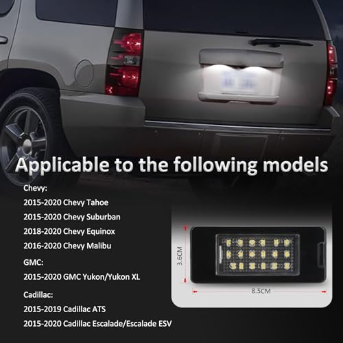 Bestview LED License Plate Lights Tag Lamp Assembly for 2015-2020 Chevy Tahoe Suburban Malibu/GMC Yukon XL/Cadillac Escalade ATS,Rear License Plate Lamp 6000K White,Pack of 2 - Image 5