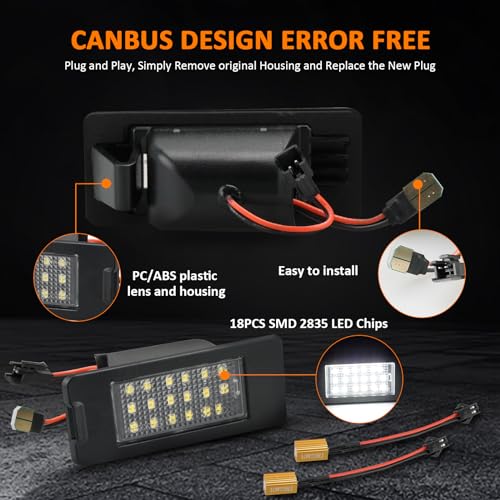 Bestview LED License Plate Lights Tag Lamp Assembly for 2015-2020 Chevy Tahoe Suburban Malibu/GMC Yukon XL/Cadillac Escalade ATS,Rear License Plate Lamp 6000K White,Pack of 2 - Image 4