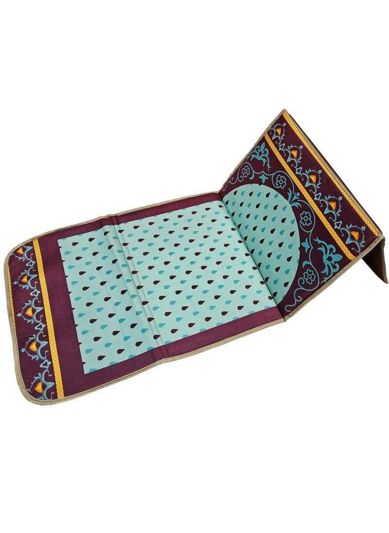 Fabienne Muslim Prayer Rug Printed with Back Support 55x110 cm Medical Prayer Mat Meditation Mat Luxury Ramadan and Eid Gift Mat Portable Strong Chair Sajadah Mat Cyan/Purple 
