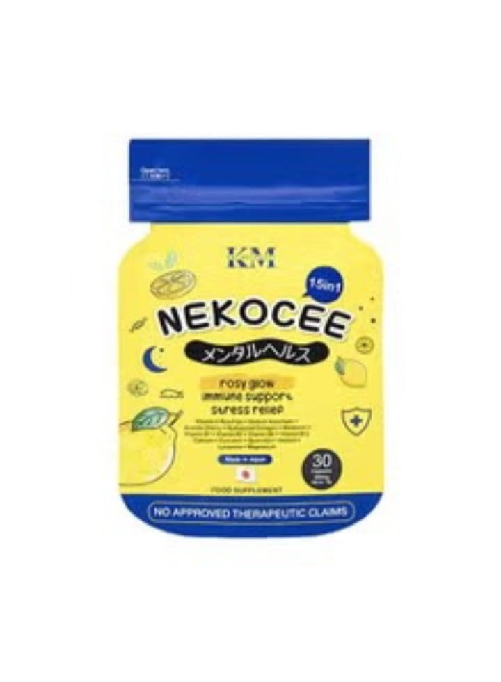 Herskin NEKOCEE 15 in 1 by Kat Melendez, Rosy Glow Food Supplement, 30 Capsules