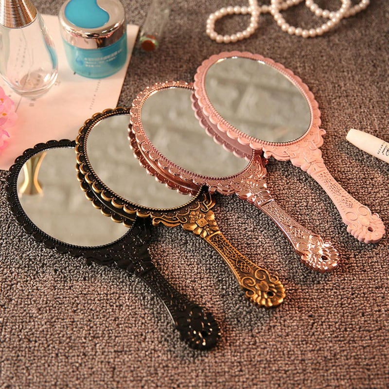 Vintage Round Handheld Makeup Mirrors Set 12PCS Assorted Colors with Handles for Travel - Image 5