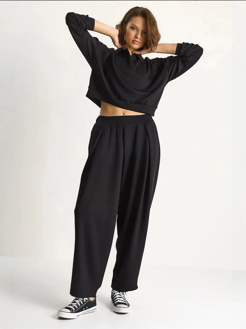 LUCCI High Waist Textured Knitted Two-Piece Coord Set