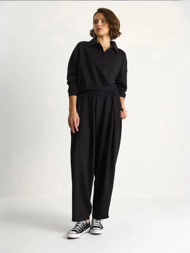 Bianco Lucci LUCCI High Waist Textured Knitted Two-Piece Coord Set