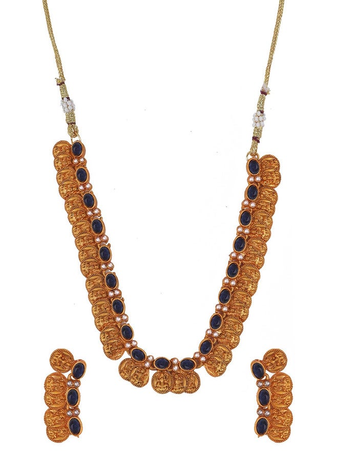 StileAdda Gold Plated Stone Studded Laxmi Coin Jewellery Set - Image 2