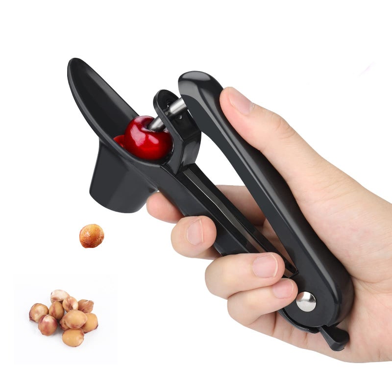Firjuty Cherry Pitter HeavyDuty Olive and Cherry Pitters Corer Tool with SpaceSaving Lock Design MultiFunction Cherries Stoner Seed Remover Tool for Making Cherry Jam Black