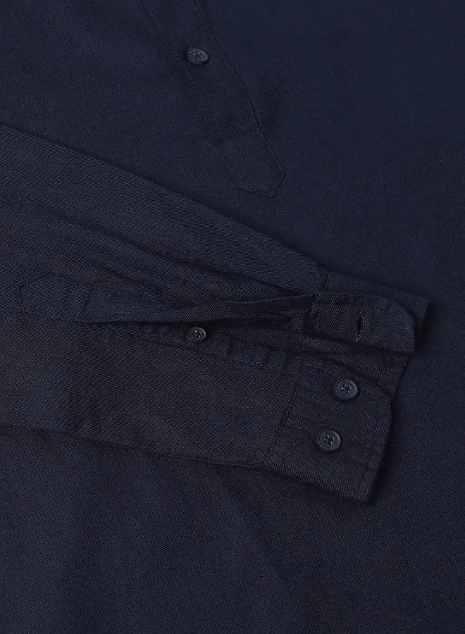 Dennis Lingo Navy Casual Shirt for Men, 100% Cotton, Slim Fit