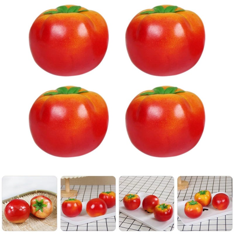 نماذج طماطم صغيرة واقعية، خضروات اصطناعية، ديكور المنزل، عرض المطبخ، دعائم الحفلات 4 قطع - Image 5