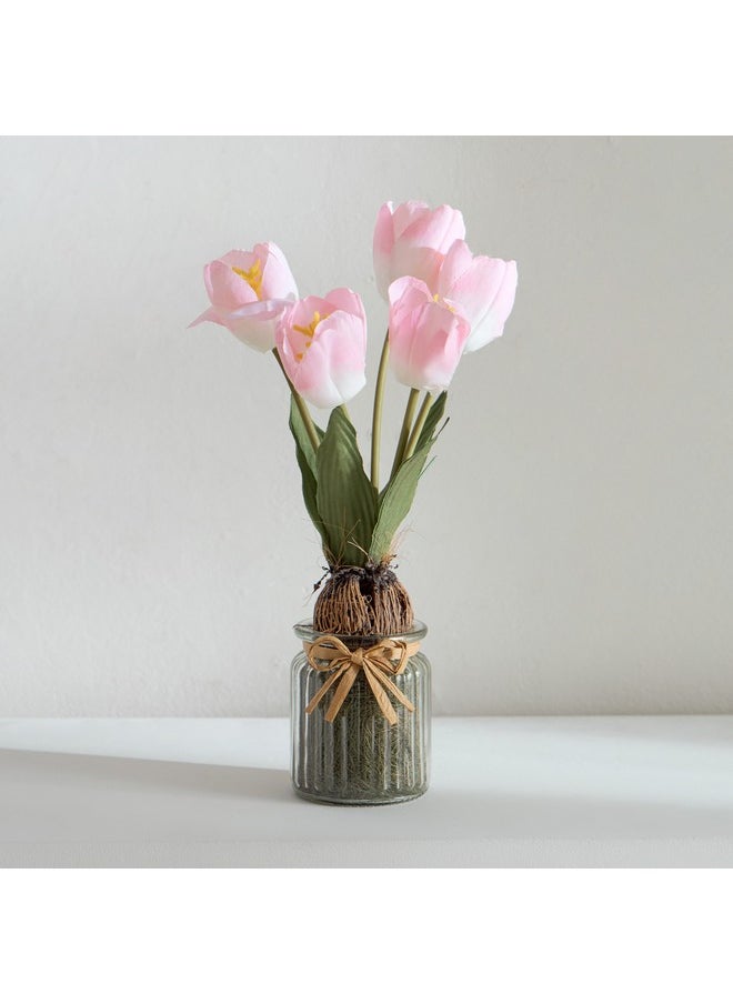 Home Box Caven Tulip Arrangement in Glass Vase 13 x 34 x 13 cm  - Image 2