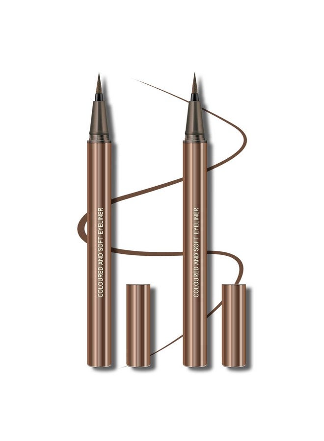 KYDA 2 Pcs Brown Liquid Eyeliner, Natural Matte Tint, Ultra Fine Tip, Lasting Pigment Eyeliner Pencil, Silky Smooth Formula, Quick Drying - Image 1