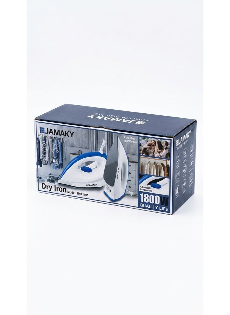 Jamaky Dry Iron with Adjustable Temperature Control and Wide Soleplate for Fast & Efficient Ironing - Image 1
