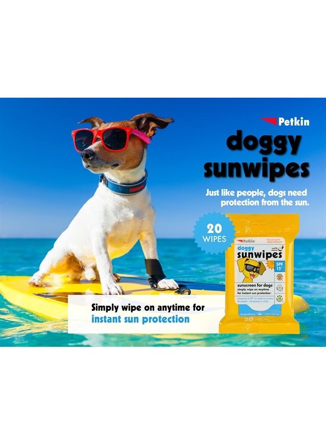 Petkin Dog Sunscreen Sunwipes (2-Pack) - Sunscreen for Dogs, SPF 15 - Simply Wipe on Anytime for Instant Sun Protection - Includes 20 Jumbo Size Wipes, Vanilla Coconut Scent - Ideal for Home or Travel - Image 2