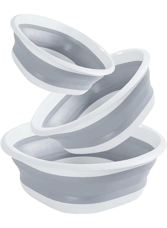 Zaboon حوض غسيل قابل للطي وخفيف الوزن وقابل للحمل وحوض قابل للطي للتخييم وأحواض السيارات الترفيهية، مجموعة من 3 قطع صغيرة الحجم - Image 1