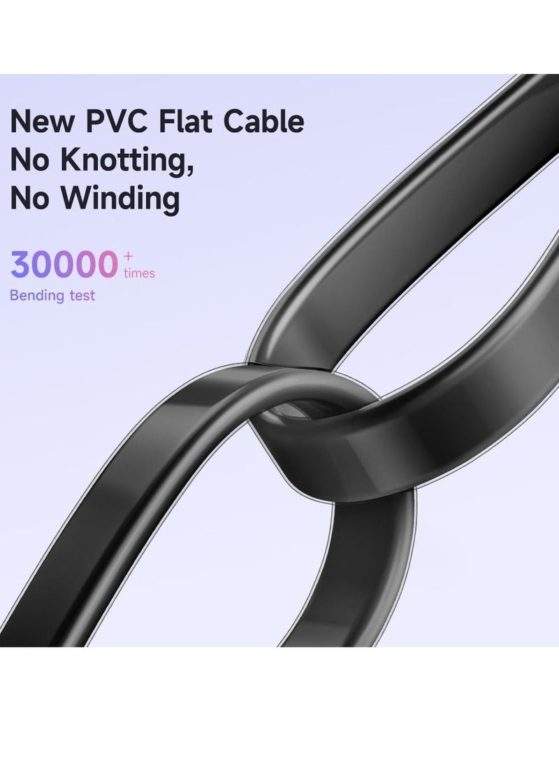 Cable Lightning Fast Charger Flat Wire 90 Degree Right Angle Elbow for iPhone 14 13 12 11 Pro Pro Max Xs Max X XS XR 8 8Plus 7 7Plus iPod iPad No Knotting Support Data Transfer Black 6ft - Image 3