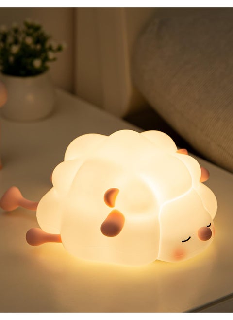 Rechargeable LED Night Light for Kids - 3-Level Dimmable Touch Lamp, Soft Silicone Design with 30-Min Timer, Ideal for Nursery & Toddler Room, Pink