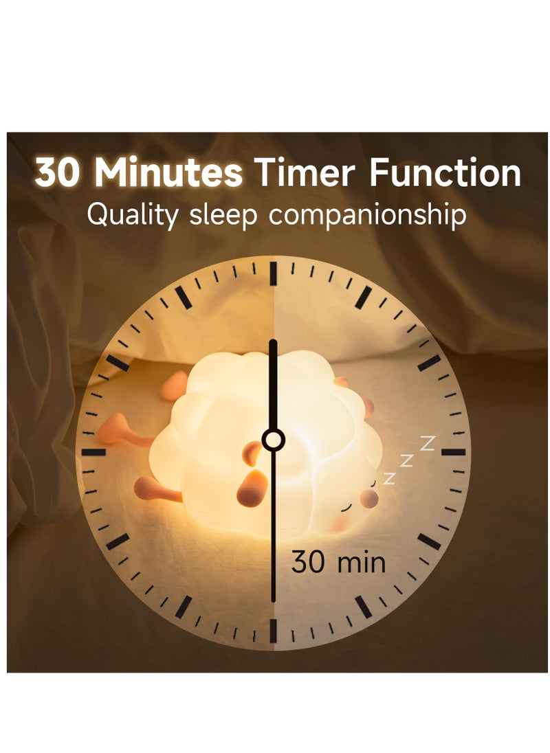 Generic - Rechargeable LED Night Light for Kids - 3-Level Dimmable Touch Lamp, Soft Silicone Design with 30-Min Timer, Ideal for Nursery & Toddler Room, Pink - Image 1