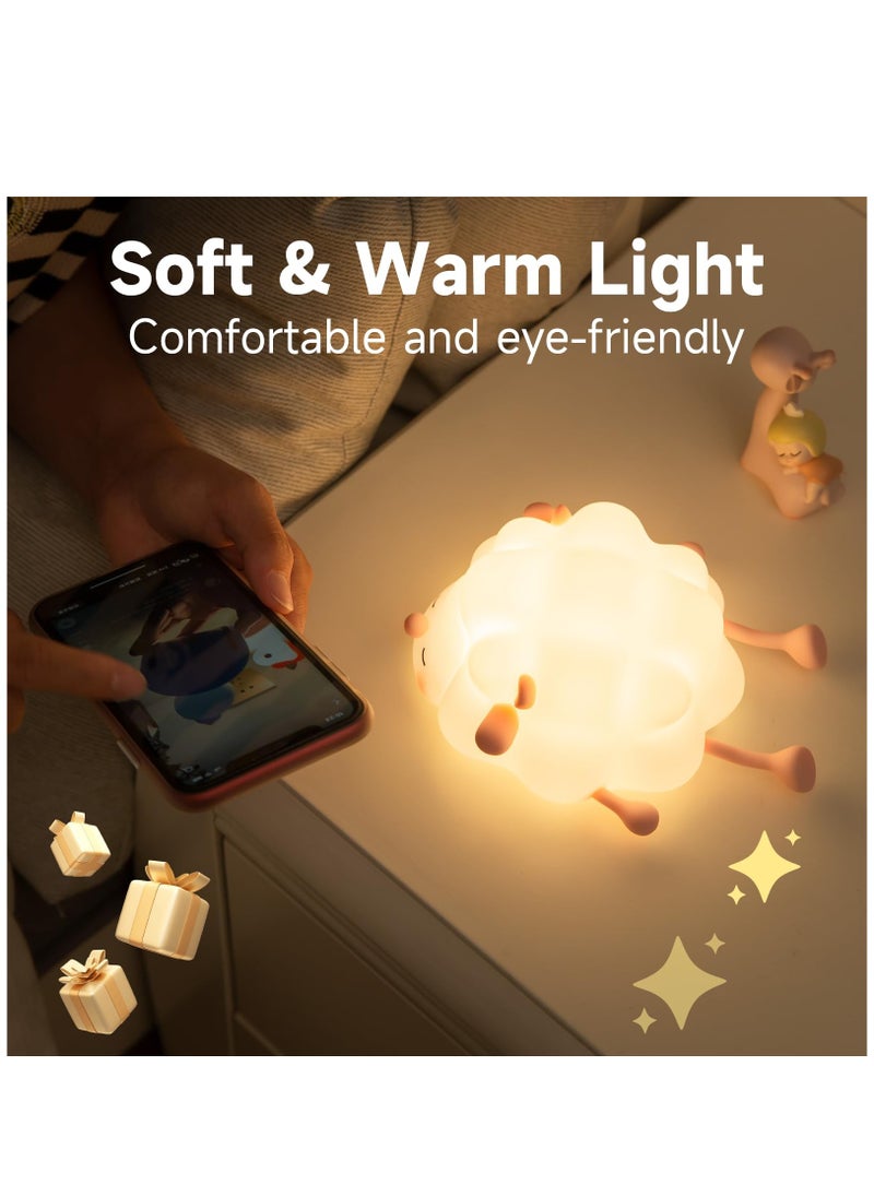 Generic - Rechargeable LED Night Light for Kids - 3-Level Dimmable Touch Lamp, Soft Silicone Design with 30-Min Timer, Ideal for Nursery & Toddler Room, Pink - Image 1