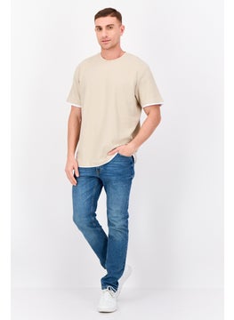 Threadbare Men Crew Neck Short Sleeve Plain T Shirt, Beige  - Image 4