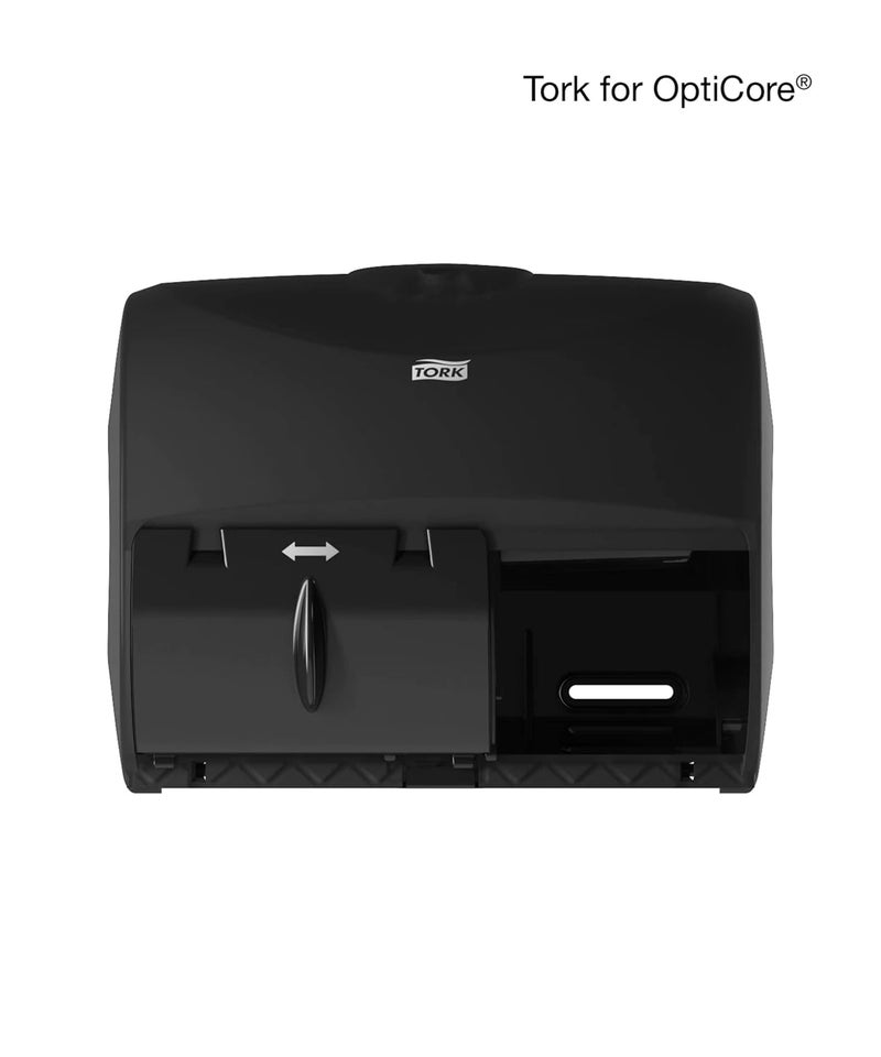 Tork OptiCore® Twin Toilet Paper Roll Dispenser Black T11, High Capacity, 565728 - Image 2