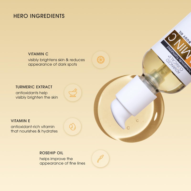 Advanced Clinicals Brightening Vitamin C Cream Moisturizer + Vitamin C Body Oil 2pc Skincare Set | Nourishing, Brightening, & Hydrating Body Oil & Body Lotion To Improve Appearance Of Dark Spots, 2pc - Image 3