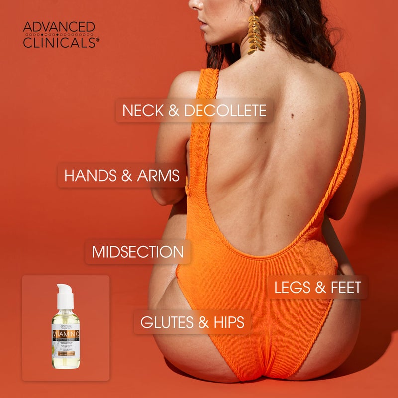 Advanced Clinicals Brightening Vitamin C Cream Moisturizer + Vitamin C Body Oil 2pc Skincare Set | Nourishing, Brightening, & Hydrating Body Oil & Body Lotion To Improve Appearance Of Dark Spots, 2pc - Image 5