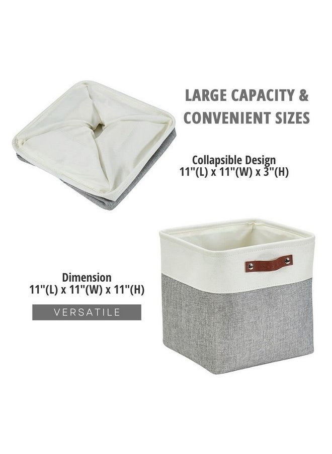 DECOMOMO DECOMOMO Cube Storage Organizer Bins 11 inch Cube Storage Bin 4 Pack Cubby Storage Bins Storage Baskets for Organizing Shelf Closet Nursery Toys Cloth Bathroom (Grey&White)  - Image 5