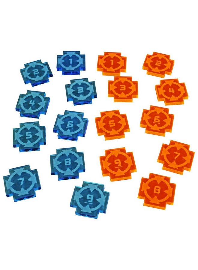 LITKO Space Fighter Target Lock Token Set ; Ship Number ; Compatible With Star Wars Xwing (Singlesided 19 Fluorescent Blue & Fluorescent Orange) - Image 2