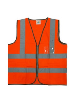 TAHA BETTA Safety Jacket – 4-Line Reflective Stripes, ID Pocket, Orange, for Enhanced Visibility and Functionality | Size-XL  - Image 1