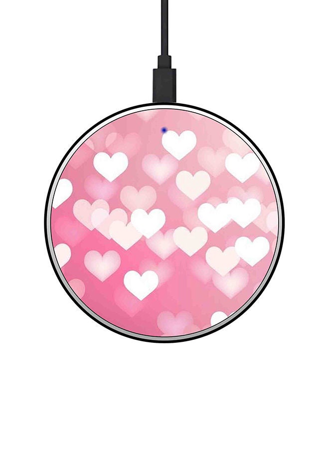 NIBEMINENT Pink Hearts 15W Wireless Fast Charger Multicolour