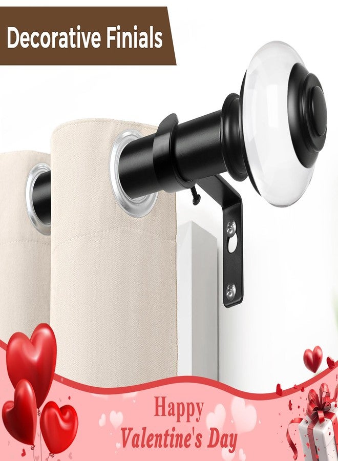 USFOOK Curtain Rods 32 to 58 Inch (2.6-4.8ft), 7/8 Inch Telescoping Splicing Drapery Rods for Windows, Black Decorative Curtain Rod for Home with Translucent Finials - Image 2