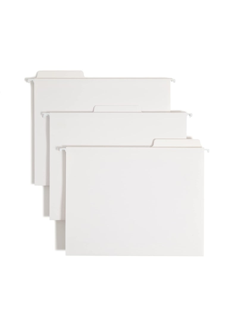 Smead Smead FasTab Hanging File Folder, 1/3-Cut Built-in Tab, Letter Size, White, 20 per Box (64002)  - Image 1