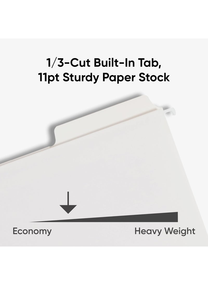 Smead Smead FasTab Hanging File Folder, 1/3-Cut Built-in Tab, Letter Size, White, 20 per Box (64002)  - Image 4
