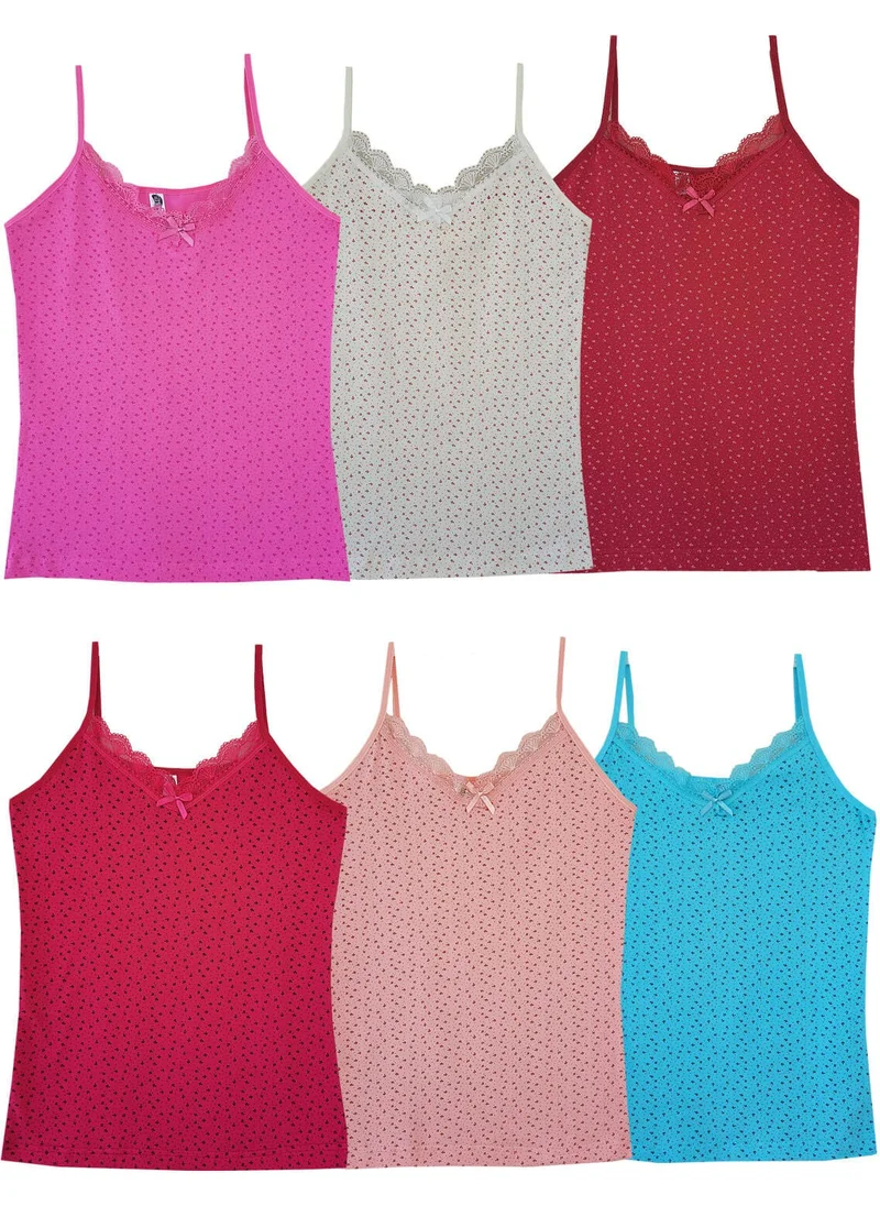 Hepsine Rakip Rival to All 6-Piece Women's Rope Strap Undershirt Lycra Cotton Colorful Undershirt
