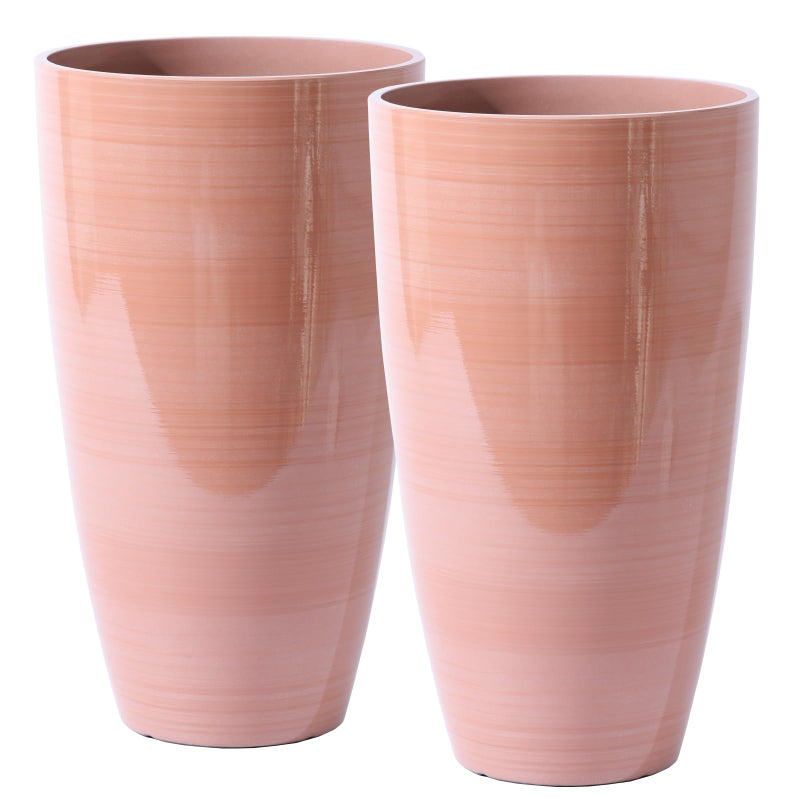 SE SUN-E Front Porch Decor Lightweight Large Planter for Indoor Outdoor Terracotta-Look Finish Tall Flower Pot for Porches Terraces Patio Backyard Planter Boxes Sun-Resistant Garden Decor Planters Drainage - Image 1