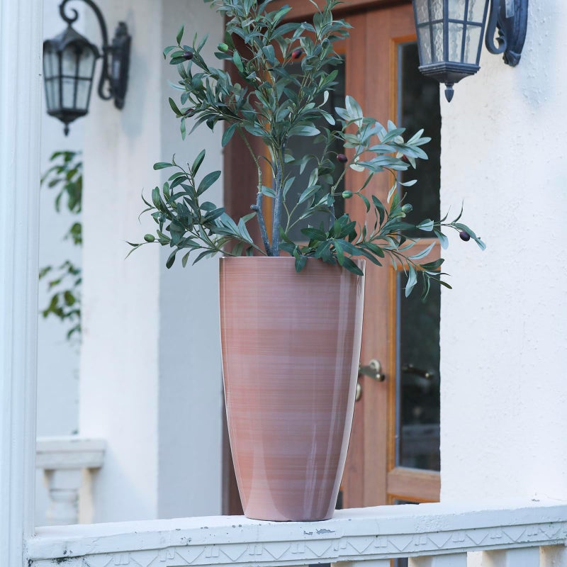 SE SUN-E Front Porch Decor Lightweight Large Planter for Indoor Outdoor Terracotta-Look Finish Tall Flower Pot for Porches Terraces Patio Backyard Planter Boxes Sun-Resistant Garden Decor Planters Drainage - Image 5