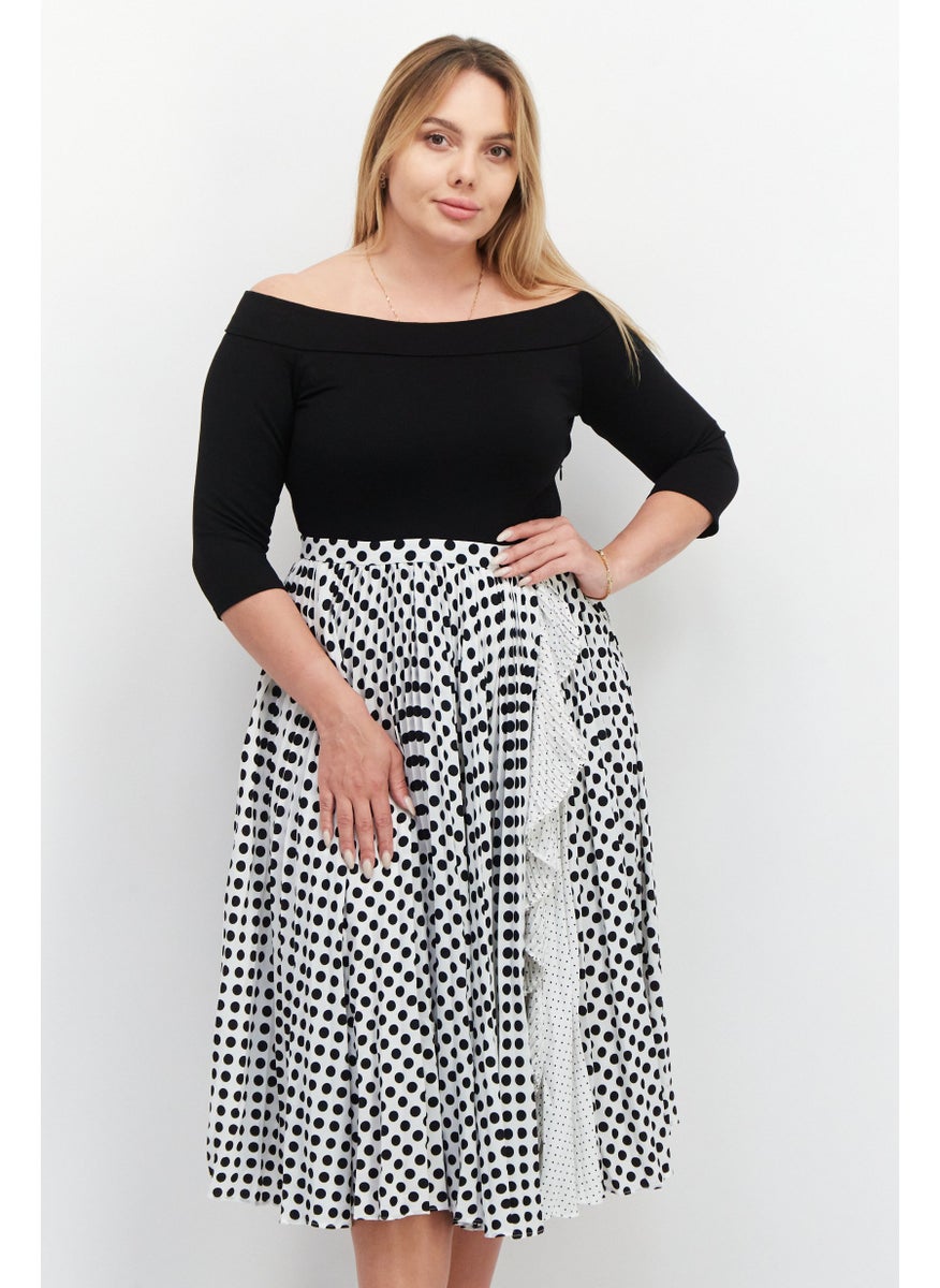 VERO MODA Women Polka Dots Casual Midi Dress, Black  - Image 1