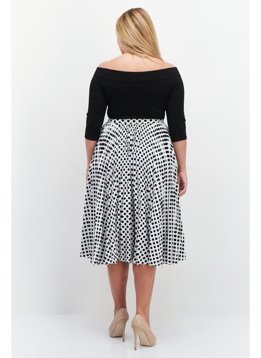 VERO MODA Women Polka Dots Casual Midi Dress, Black  - Image 2