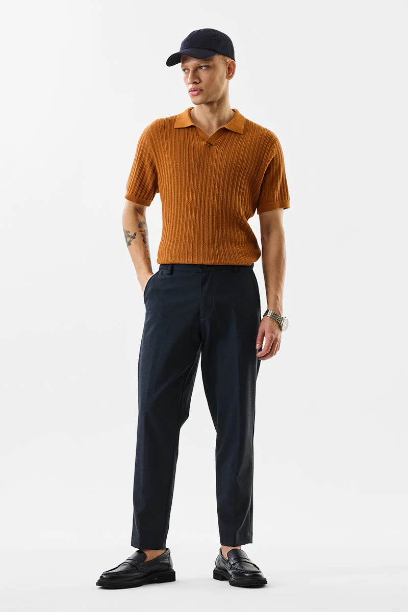 SNITCH Stretch Slim Fit Self-Design Trousers