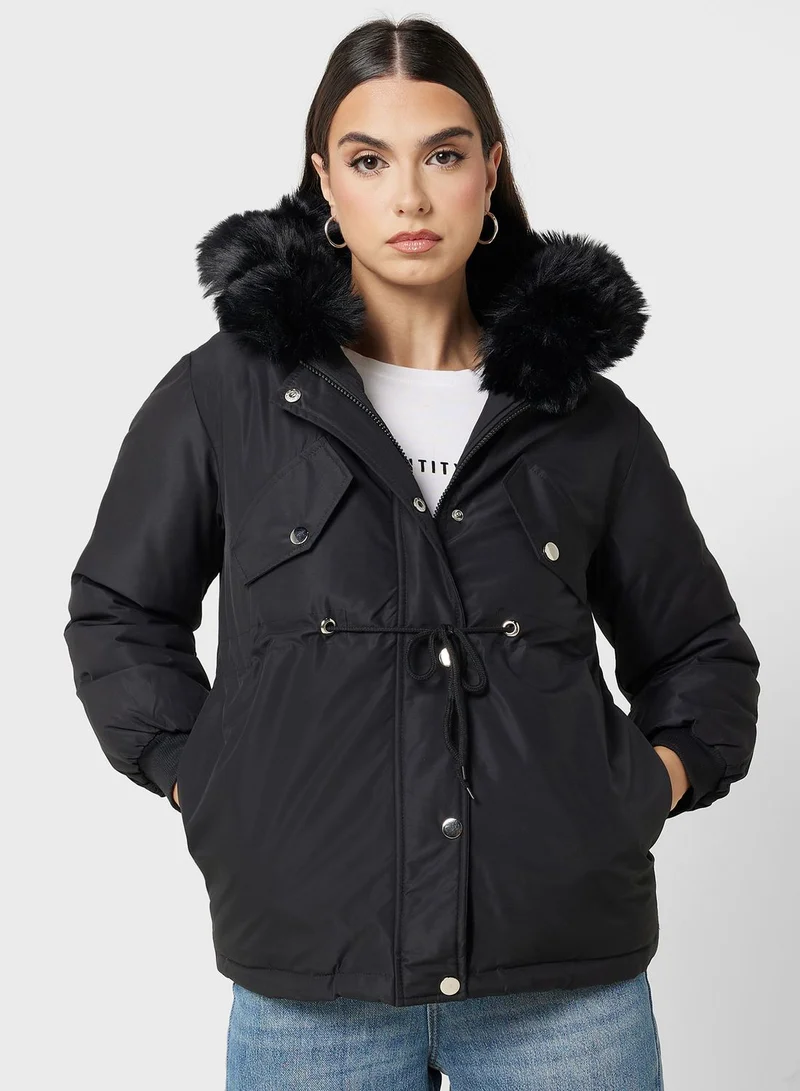 Khizana Padded Jacket With Fur Hood