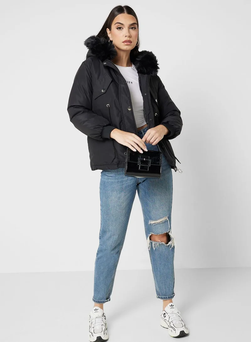 Khizana Padded Jacket With Fur Hood