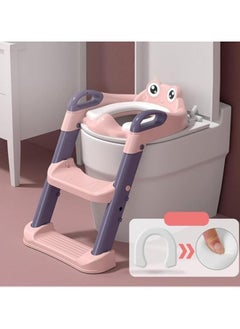 Toddler Potty Training Seat with Step Stool Ladder - Foldable Toilet Training Seat with Splash Guard, Comfortable Cushion, and Non-Slip Design
